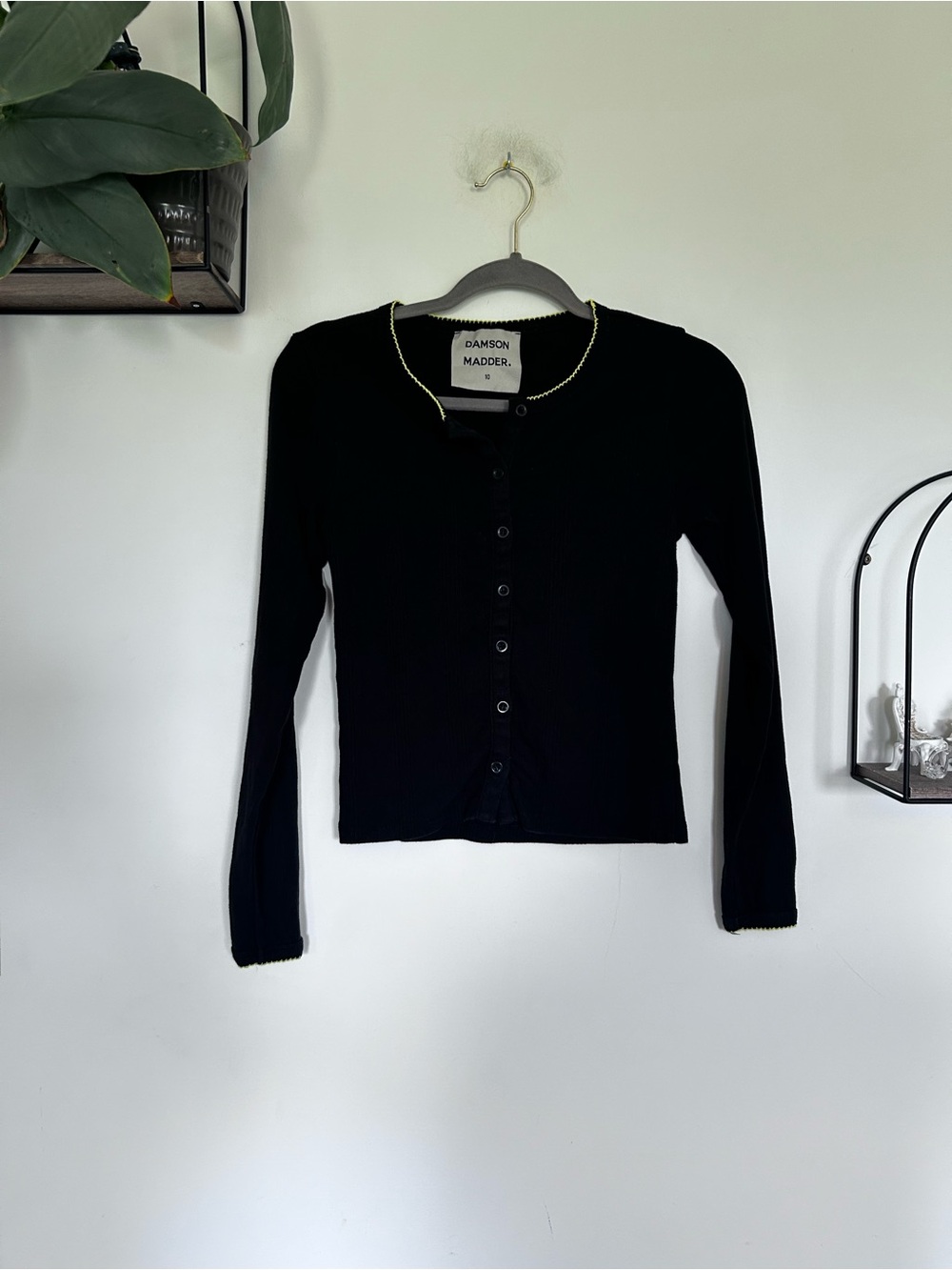Damson Madder Sybil Pointelle Button Front Cardigan Organic Cotton Blend Size 10